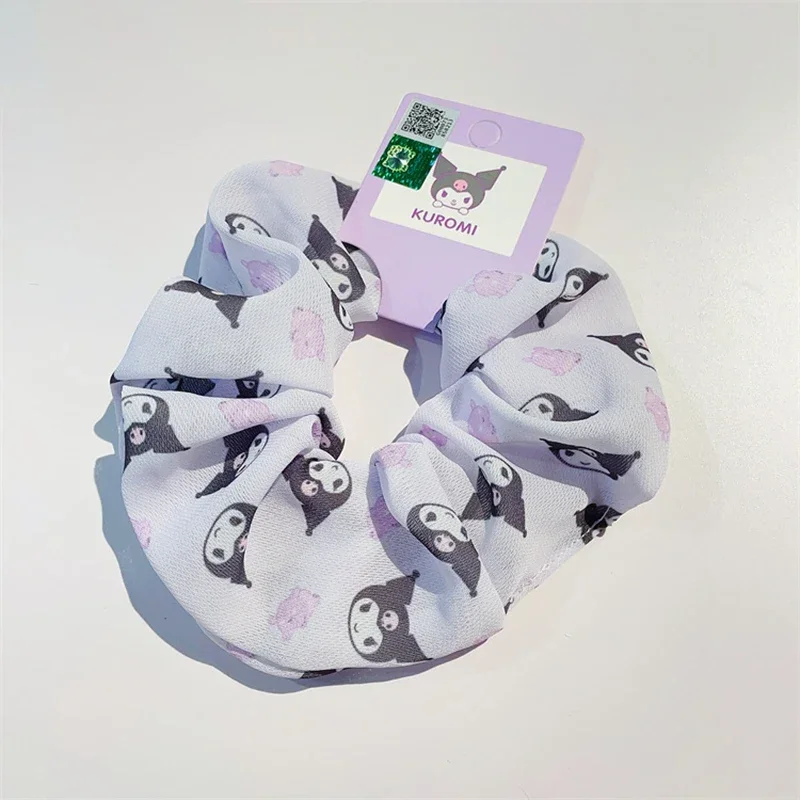 سانريو الدانتيل Scrunchies مرحبا كيتي كورومي سينامورول مرونة إكسسوارات الشعر شخصيات كرتونية طباعة رئيس حبل مرحبا كيتي أغطية الرأس