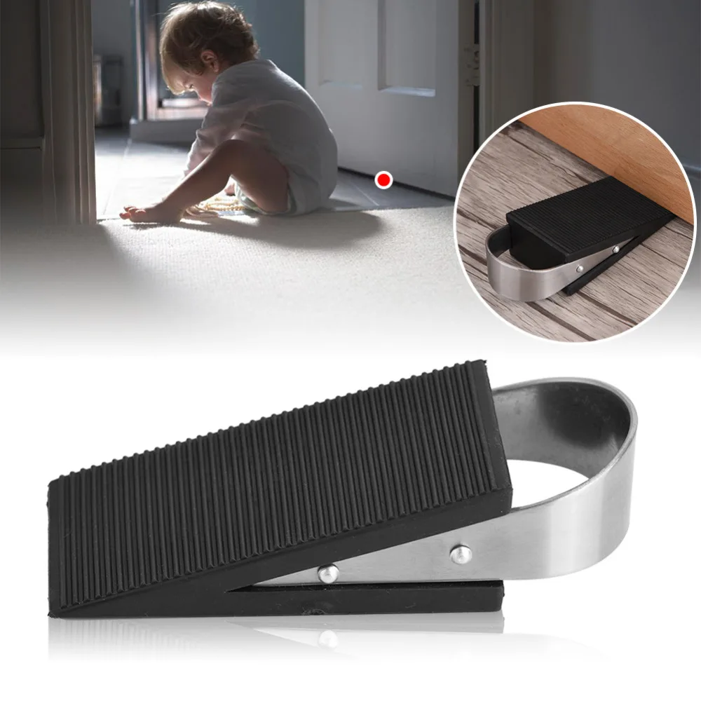 1 Pc Rubber Door Stopper Wedge Block Guard Wind Dust Blocker Stopper Protector For Home Children Office With Stainless Steel