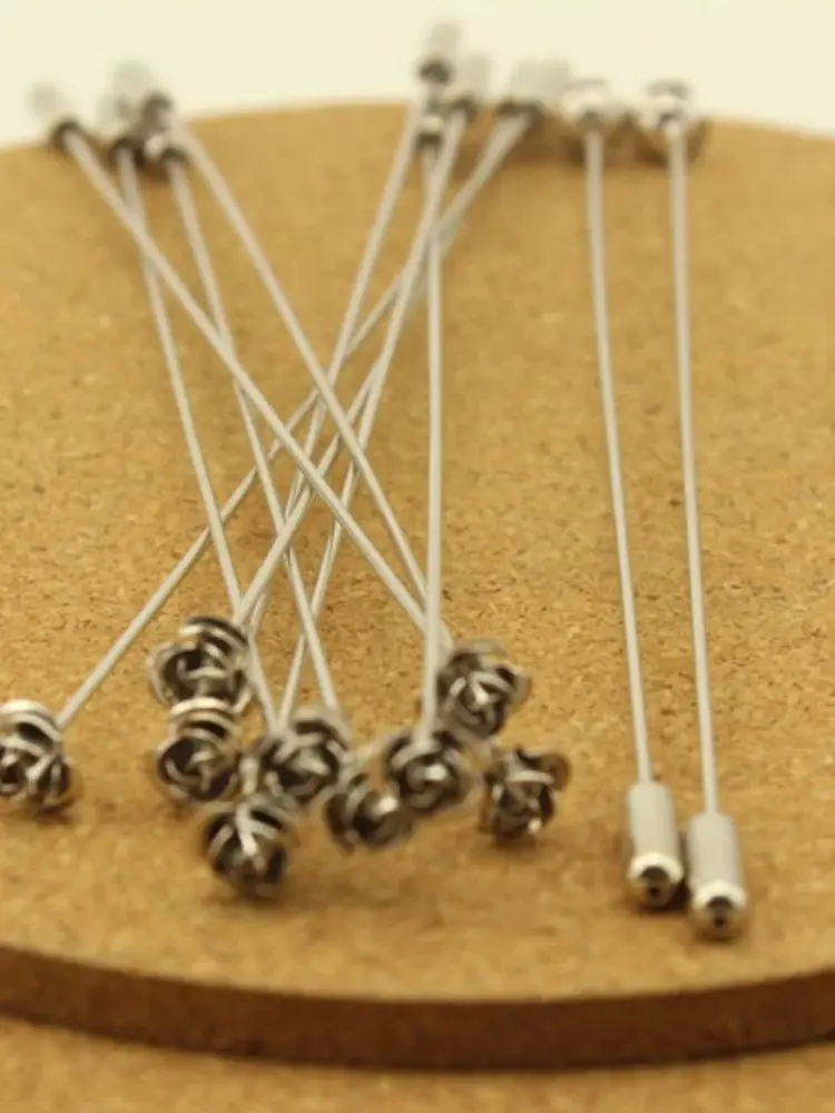 10pcs/lot 9.6cm Length Rhodium Color Flower Head Brooch Pins Jewelry Safety Pins With Stopper Ends DIY Jewelry F1776