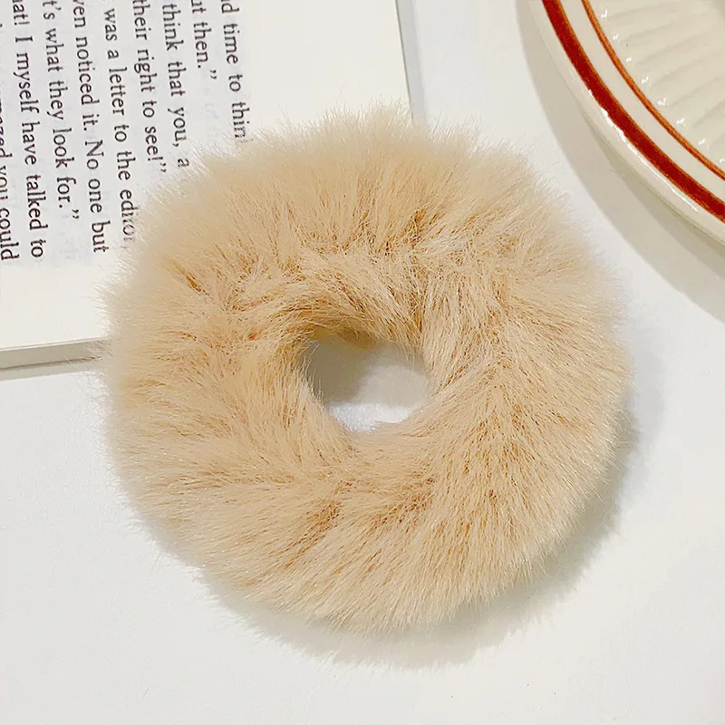 Neues buntes, flauschiges Haarband für Damen und Mädchen, Pferdeschwanzhalter, Haargummi, Plüsch-Scrunchie, Gummiband, modische Haaraccessoires