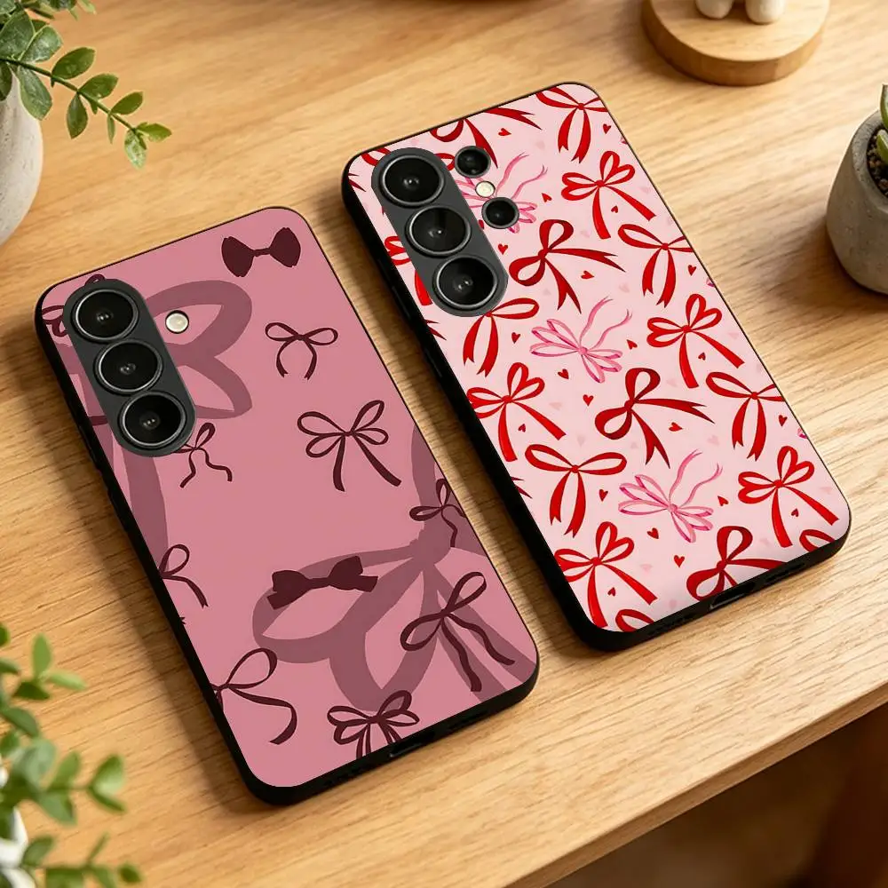 Lovely Bow Silicone Phone Case For Samsung Galaxy S21 S22 S23 S24ULTRA S25ULTRA FE Ultra Plus5G A52S S26 Cover