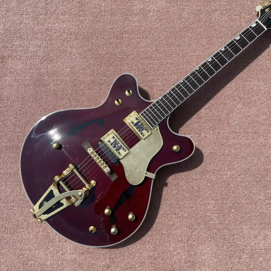 Wine Red  Guitar with Double Convex Surface, Bigsby Tremolo, Tune o Matic Bridge, Rosewood Fingerboard, Free Delivery