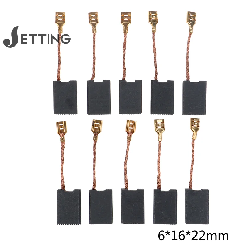 

10Pcs Graphite Copper Motor Carbon Brushes Kit For Angle Grinder 6*16*22mm