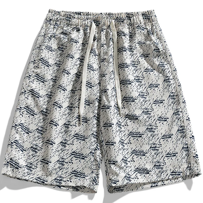 

2026 New Summer Lightweight Casual Floral Shorts Men's Hawaiian Beach Trend Loose Sports Five-Quarter Pants Polyester Fiber