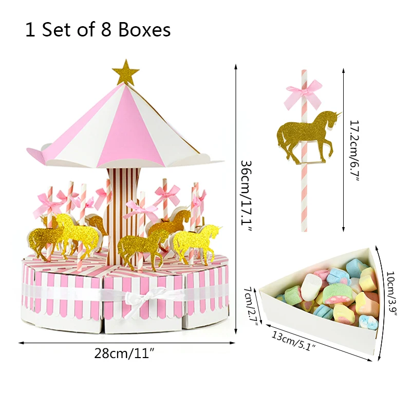 Carousel Paper Gift Box Wedding Favors And Gifts Unicorn Party Baby Shower Candy Box Birthday Party Decorations Kids Favors Gift