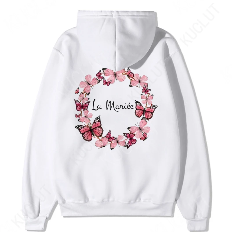 French Women's Team Bride Hooded Sweatshirts EVJF Future Bride Bridal Wedding Pullover Hoodies Single Farewell Party Outerwears