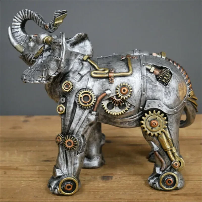 

Mechanical Punk Dog Figure Resin Crafts Steampunk Bulldog Dog Resin Statue Sculpture Decoration Home Desktop Ornaments