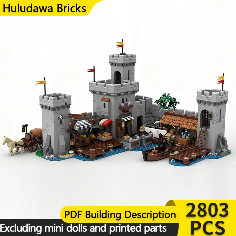 

Medieval Castle Model MOC Building Bricks Seaside Market Port Modular Technology Children Holiday Gifts Assemble Toys Suit