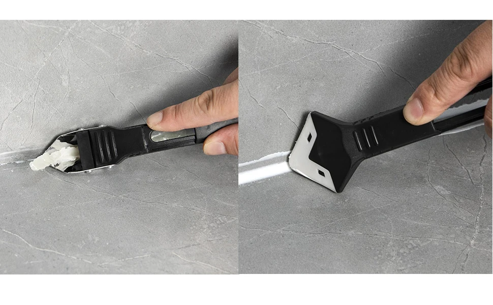 Silicone Caulking Tool 5 in 1 Multi-function Scraper Tool Grout and Caulk Removal Tool for Bathroom Kitchen Floor Window Sink