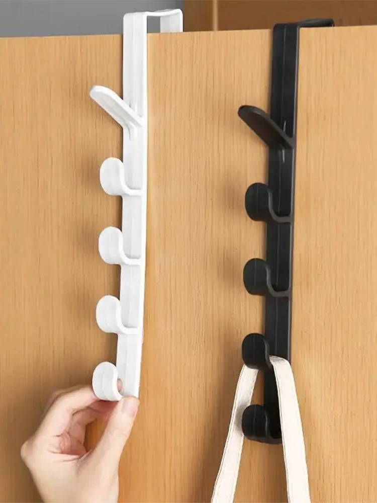 1pc Bedroom Door Hanger Clothes Hanging Rack Over The Door Plastic Home Storage Organization Hooks, Purse Holder For Bags Rails