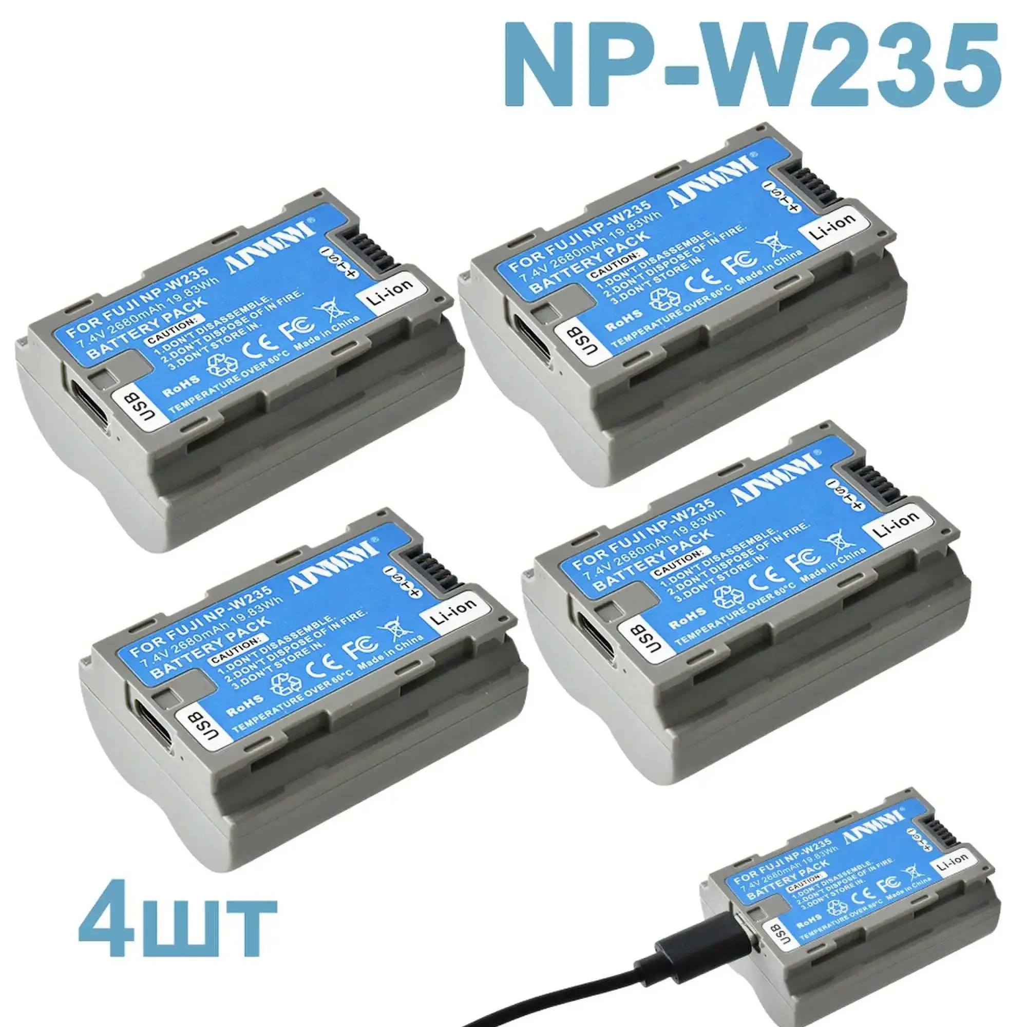 

2650mAh NP-W235 NPW235 Camera Battery NP W235 USB Rechargeable Battery For Fujifilm Fuji X-T5 XT4 X-T4 GFX100S GFX50S II