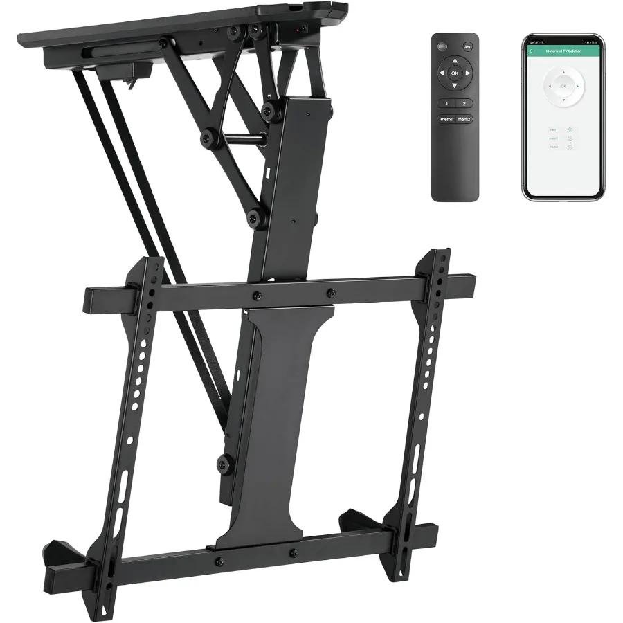 

Моторизованное потолочное крепление для телевизора с диагональю от 32 до 70-дюймовых телевизоров с дистанционным управлением и управлением через приложение. Электрический откидной кронштейн для телевизора для плоских и промыслов.