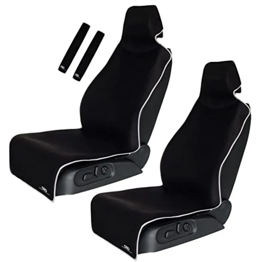 

Комплект из 2 чехлов для автомобильных сидений, черные, премиум-класса, универсальные, водонепроницаемые, грязеотталкивающие, из неопрена, нескользящие, для ковшеобразных сидений, защита от пота для собак