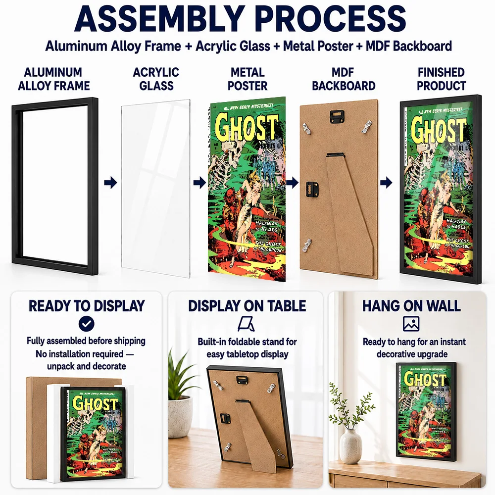 Ghost Comics Number 10 Framed Metal Print Customized Photo Epic Battle Style Wall Art For Reading Nook Premium Collector Gift