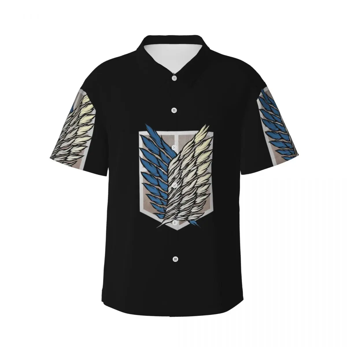 

Мужские рубашки «Атака Титанов», гавайская рубашка с коротким рукавом, повседневные топы с лацканами для летнего пляжа