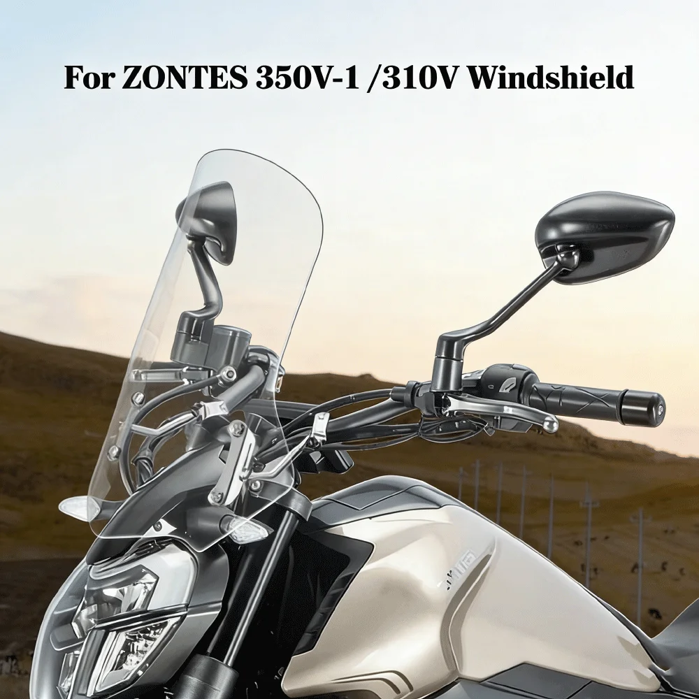 

For ZONTES 350V-1 /310V Motorcycle Modification Windshield Heighten Widened Shield Chest Protection Windscreen With Stand