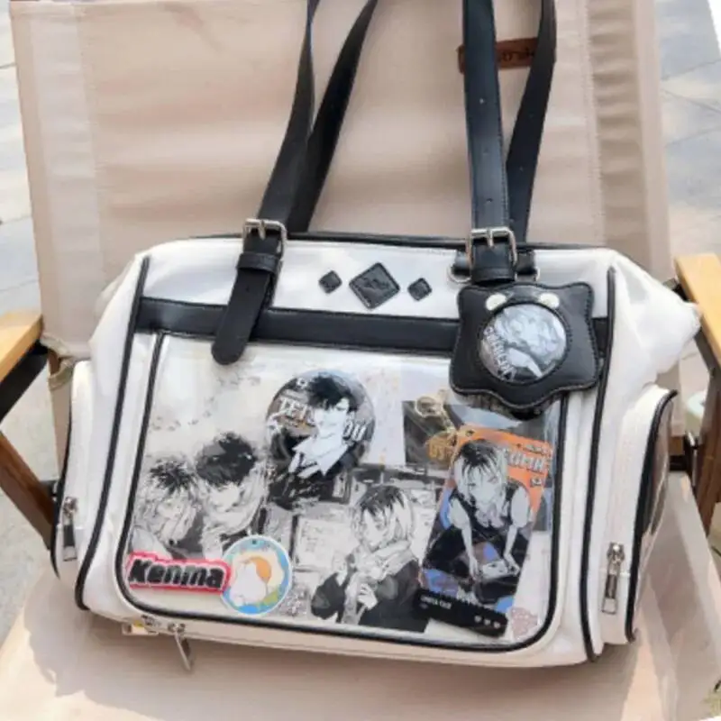 Bloom Japanese Beige Ita Bag Handbag Women Haruku Aesthetic Transparent Itabag Ladies Large Capacity Shoulder Bags 2024 New