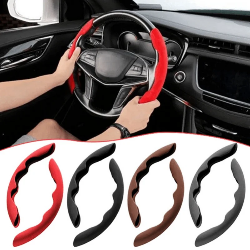 1pair Car Wheel Cover Winter Suede Anti-Skid Steering Wheel Cover Steering Accessories For Car Four Seasons Universal Decorative