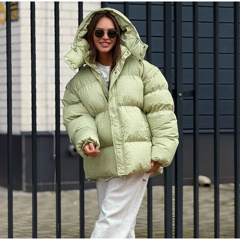 Hooded Stand Collar Fitted Puffer Coat Zip‑Up Oversized 2026 Winter Women Warm Padded Jacket Glam Causal Lady Cotton‑Padded Coat