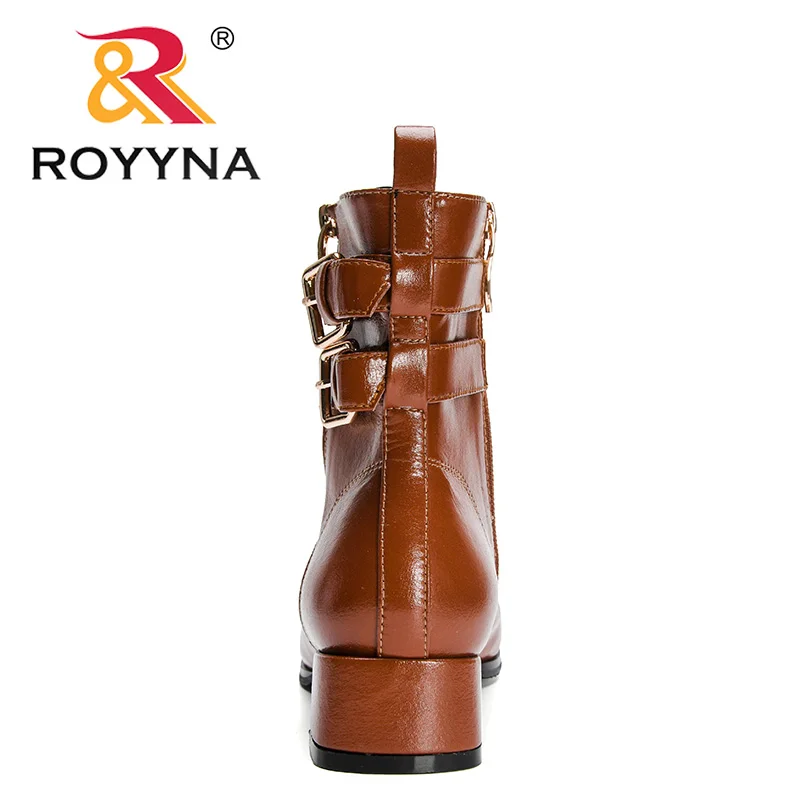 ROYYNA 2022 New Designers Motorcycle Boots Winter Boots Women Stylish Lace Up Ankle Shoes Ladies High Heel High Top Winter Boots