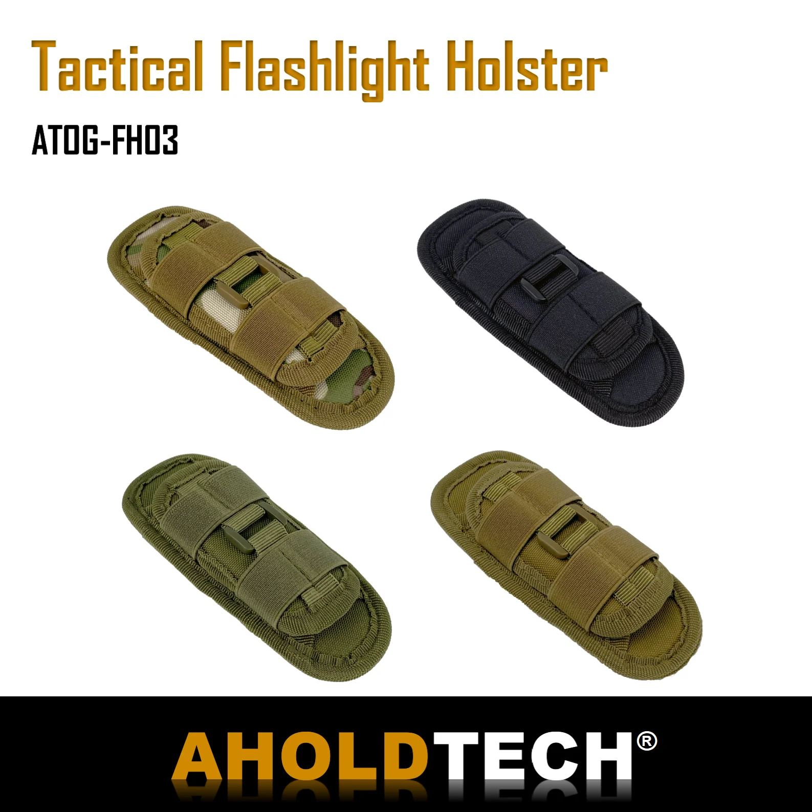 

Aholdtech Tactical Flashlight Holder 360 Degree Rotating Waist Belt bag Flashlight Pouch Spray Holster for Outdoor Sport Camping