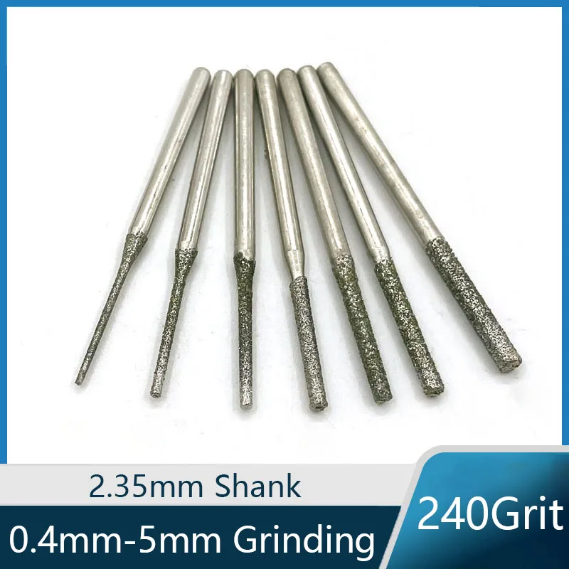 

0.4mm-2.0mm Cylinder Diamond Burrs Bits Grinding Abrasive Tools 2.35mm Shank