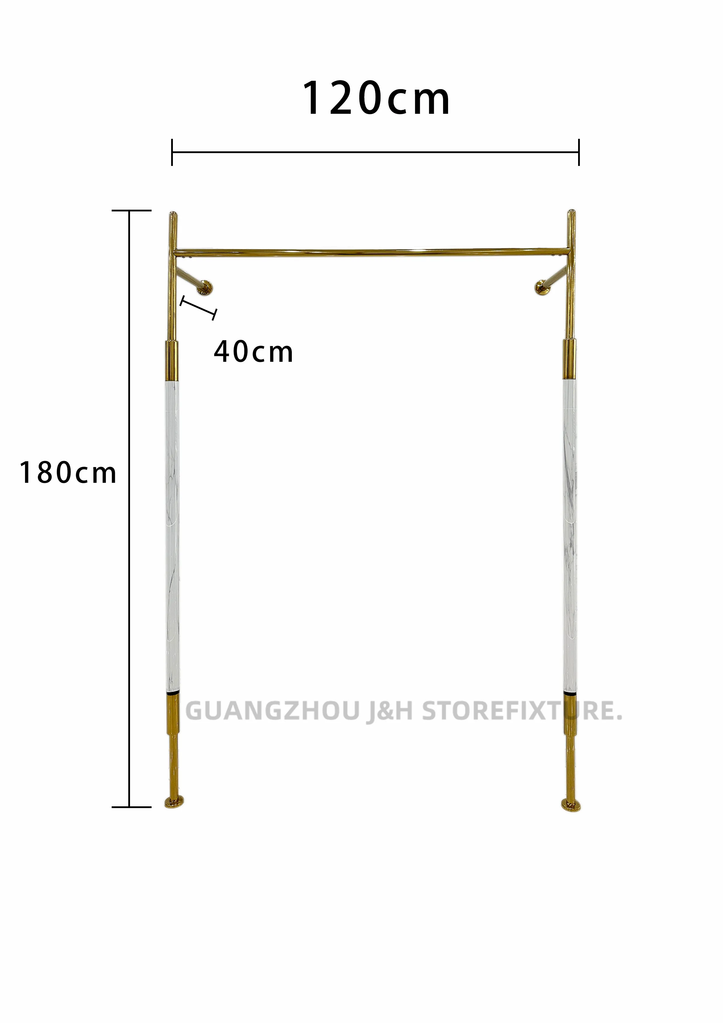 متجر ملابس النساء حامل ملابس أكريليك من الفولاذ المقاوم للصدأ تصميم مخصص رف عرض الملابس المثبت على الحائط