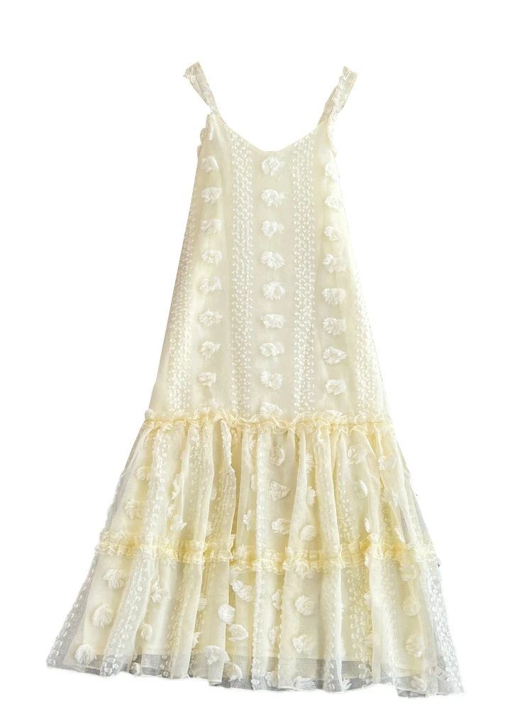 Vestido Midi acampanado para fotoía de vacaciones en la playa, vestido de cintura alta sin mangas con cuello en V y adorn...