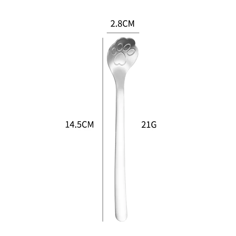 Creative Collision Color Cute Cat Claw 304 Stainless Steel Spoon Ice Cream Coffee Spoon Dessert Kitchen Tableware Accessories