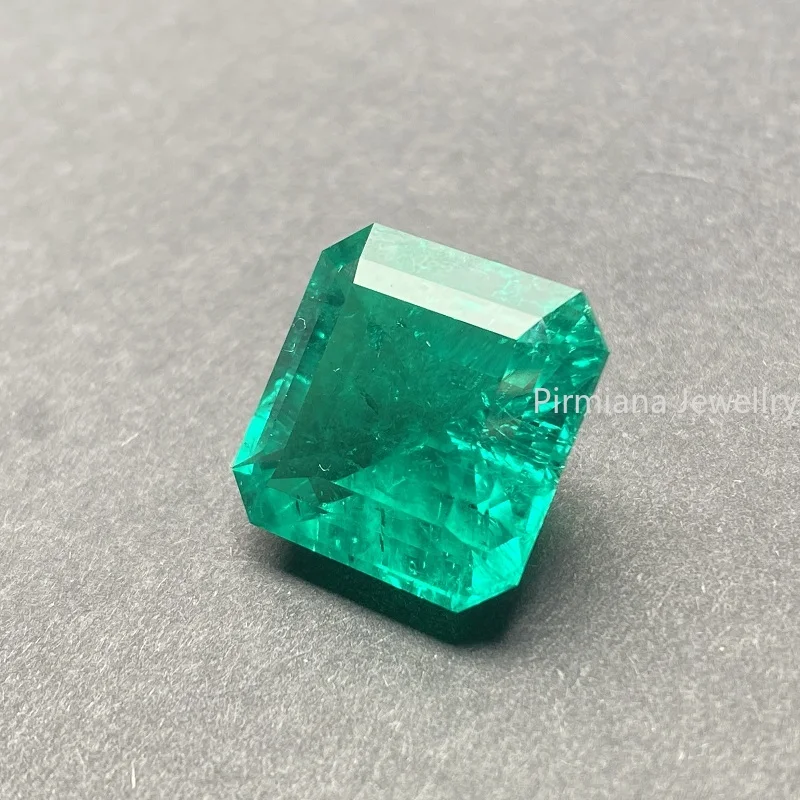 Imagem -04 - Pirmiana Hand Made Asscher Cut Emerald Gemstone Esmeraldas Cultivadas em Laboratório com Inclinado Como Natural Tamanho e Forma Personalizados Aceitar