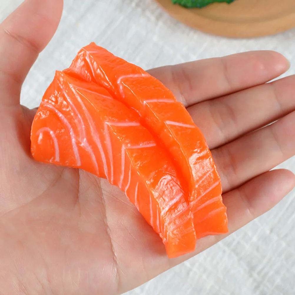 

5 Pcs Fish Meat Models Simulation Salmon Scene Layout Props Food Kitchen for Home