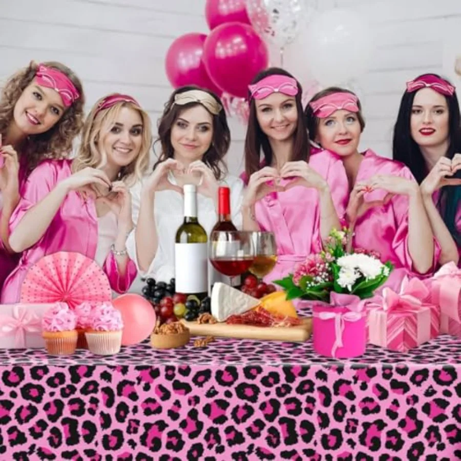 3 шт., розовая леопардовая скатерть для вечеринки, скатерть с гепардом на день рождения, большая прямоугольная скатерть для дня рождения, настольная бухта для девочки