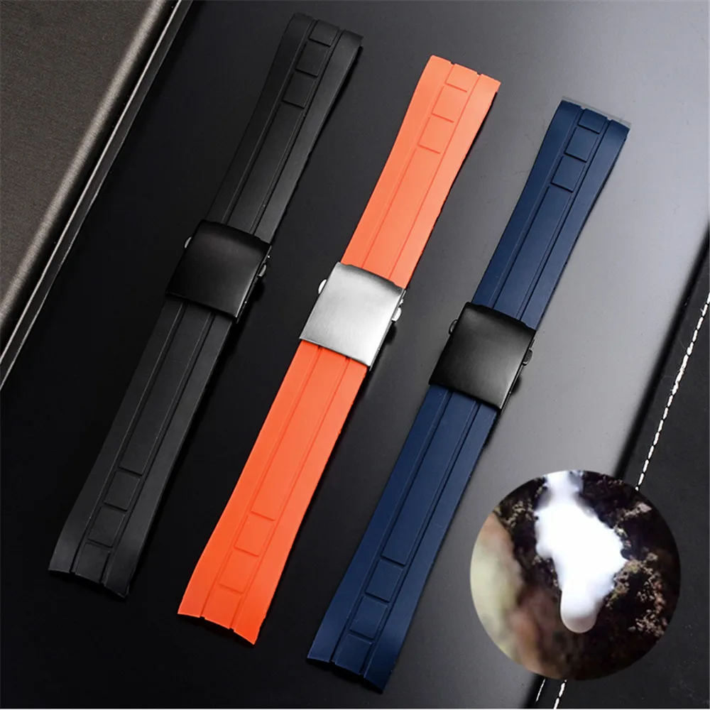 22mm Premium-Grade Rubber Watch Strap Curved End Men Folding Wrist Band Bracelet for MIDO Tissot Seastar T120.407 watchband