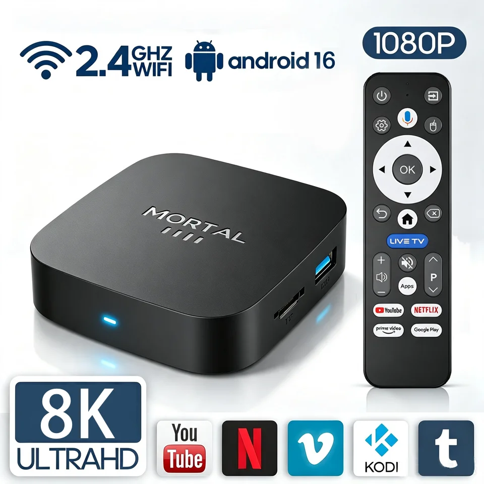 HONYUCK T1+ RK3518 Rockchip Smart TV Box BT5.4 Android 16.0 ROM 128GB RAM 8GB Wifi6 8K Voice Assistant Media Player TV Box