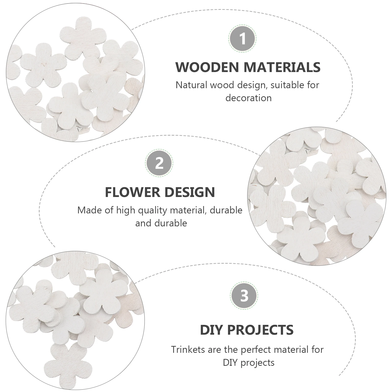

100 Pcs Wooden Flower Ornaments Home DIY Craft Adornment Blank Wood Craft Decor Wooden Scene Decor