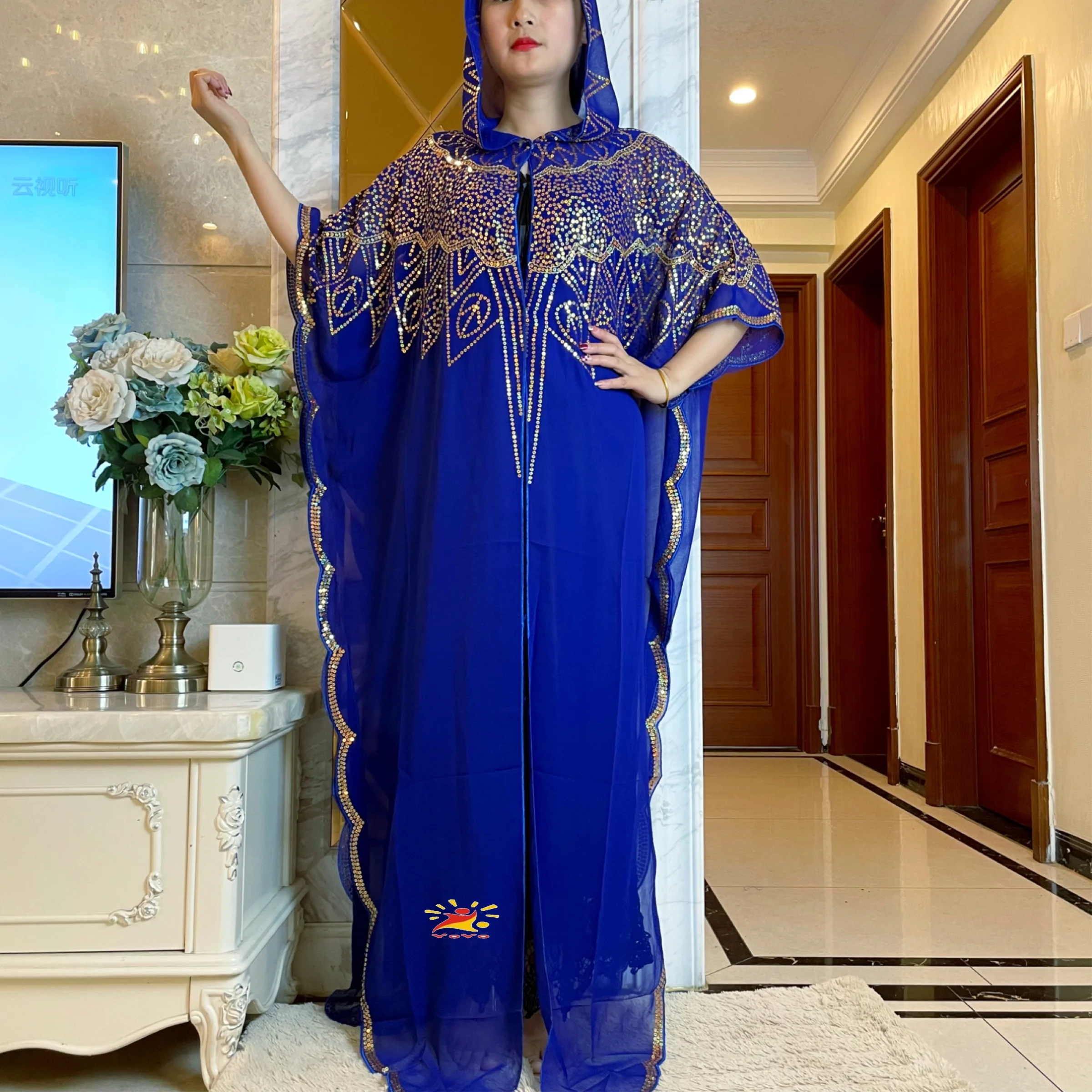 

2022 African women's Abaya Long Robe High Sequins Embroidery Muslim Dress Turkey Dubai Moroccan Kaftan Turkish Islamic Clothing