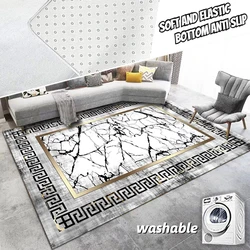 Alfombras con textura de mármol para sala de estar, alfombras de lujo para decoración del hogar, alfombra grande para área de sofá, silla, dormitorio, mesita de noche, alfombrillas antideslizantes lavables