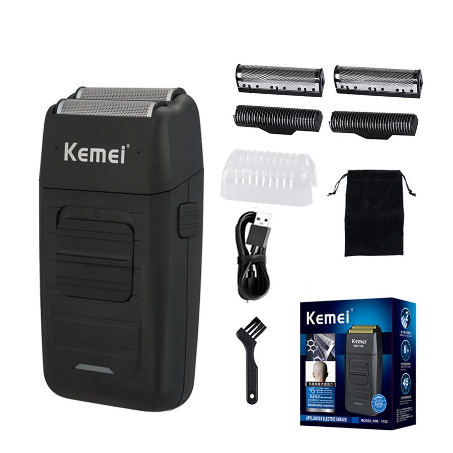 Kemei-Afeitadora eléctrica recargable para Barba, maquinilla de afeitar para hombres, máquina de afeitar para el cuidado de la cara, Afeitadora flotante 3D para el cuidado de la cara