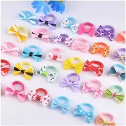 20 Pcs of Candy Colored Rubber Bands Children's Bow Hair Rings New Colored Non Damaging Hair Headbands Girl Tie Hair Towel Rings