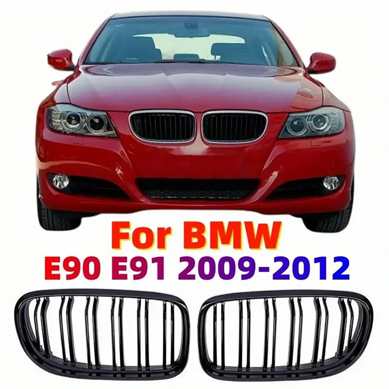 

Подходит для моделей BMW 3 серии E90 2009-2012 гг. Передний бампер представляет собой пару решеток в форме почек ярко-черного цвета.