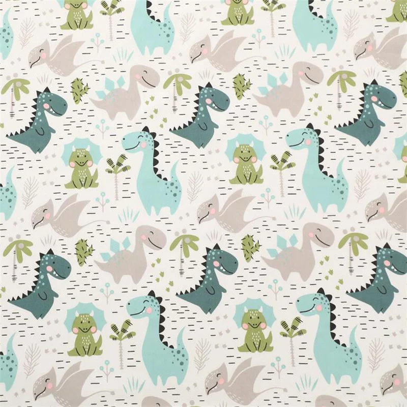 New Dinosaur World Tree Grid Print Cotton Fabric For Sewing Craft Cloth Quilting Baby Dress Tecido Diy Patchwork Handmade Tissu