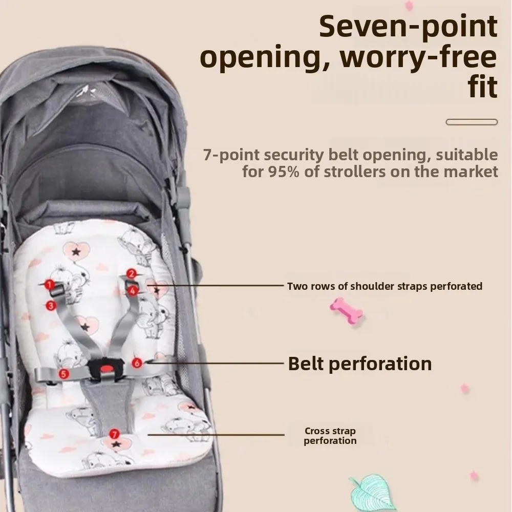 

Universal Breathable Stroller Cushion Pad Thicken Cute Pattern Car Seat Insert Soft Cotton Pram Car Seat Mat Newborn Support