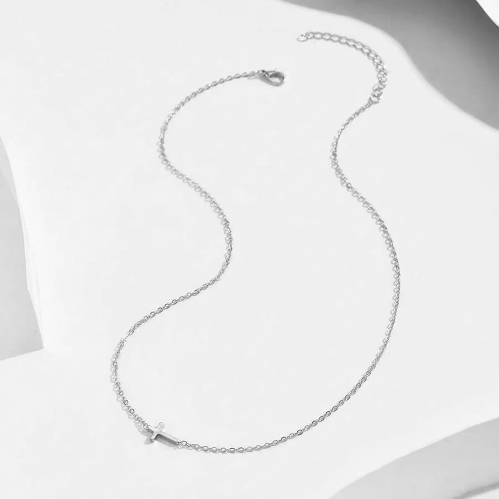LLL DGIDDK Stainless Steel Delicate Vintage Cross Pendant Necklace Simple Fashion Faith For Women Jewelry Daily Commuter With