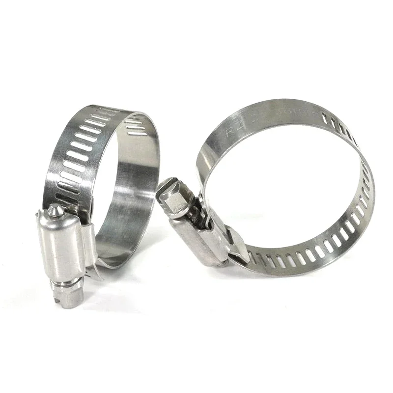 10pcs 304 Stainless Steel Hose Clamp Adjustable 8-152mm High Quality Screw Worm Drive Pipe Clip Hoop Hose Fixed tool image 5