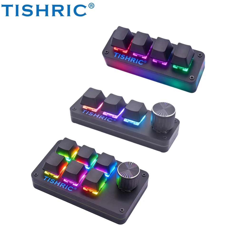 TISHRIC 3/4/6 Keys Mini Macro Mechanical Keyboard DIY Portable Hotswap Keypad USB RGB Gaming Custom Programming For PS Music