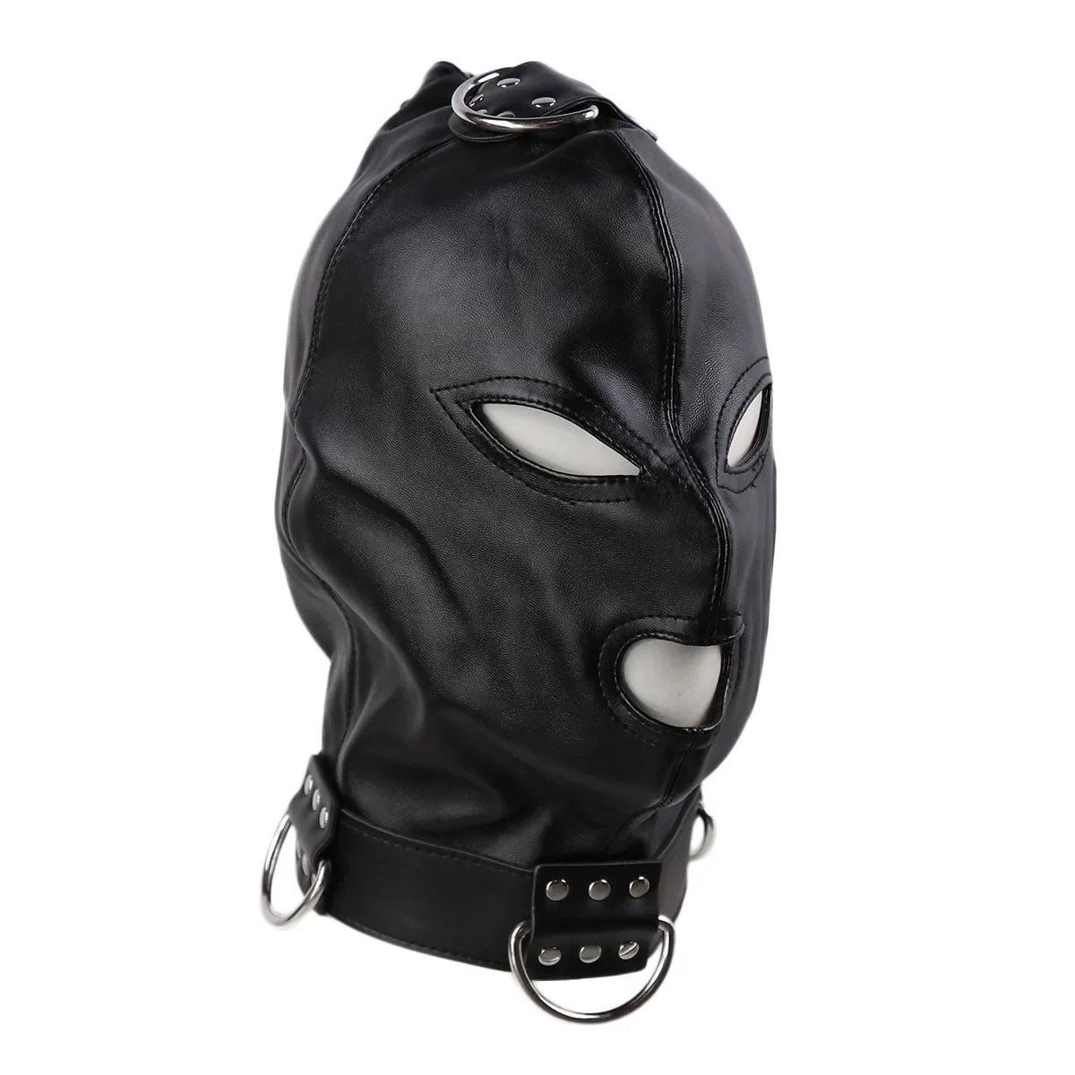 Leather Hood Blindfold Head Restraints Harness Mask BDSM Bondage Halloween Cosplay Mask Sex Toys For Couples