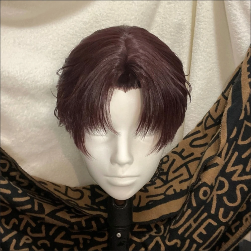 Anime Suou Hayate Cosplay Wig Middle Part Short Hair Realistic Scalp Top Rose Inner Net Heat Resistant Synthetic Fiber Wig