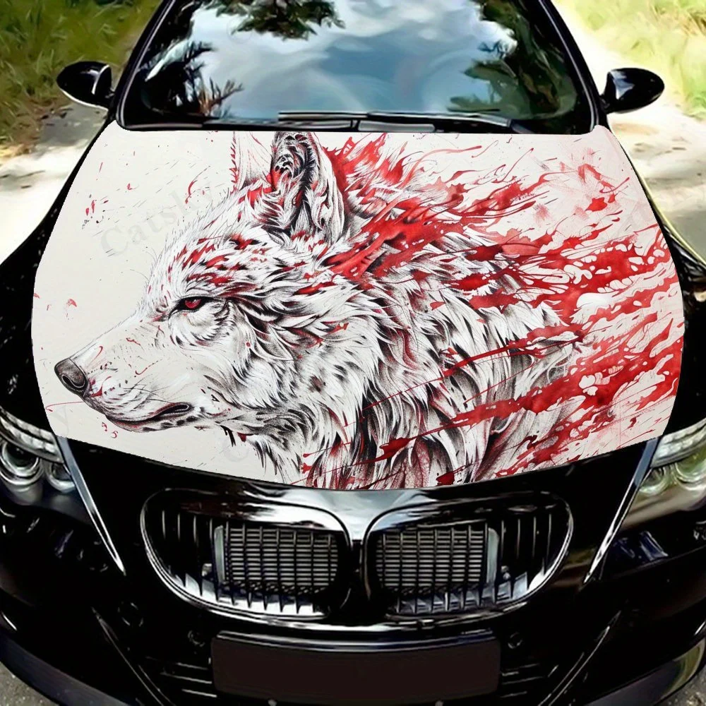 

Виниловые обертывания для автомобиля Red Splash Wolf из ПВХ, самоклеящаяся водонепроницаемая наклейка на капот автомобиля, защитные наклейки для украшения автомобиля для Tru