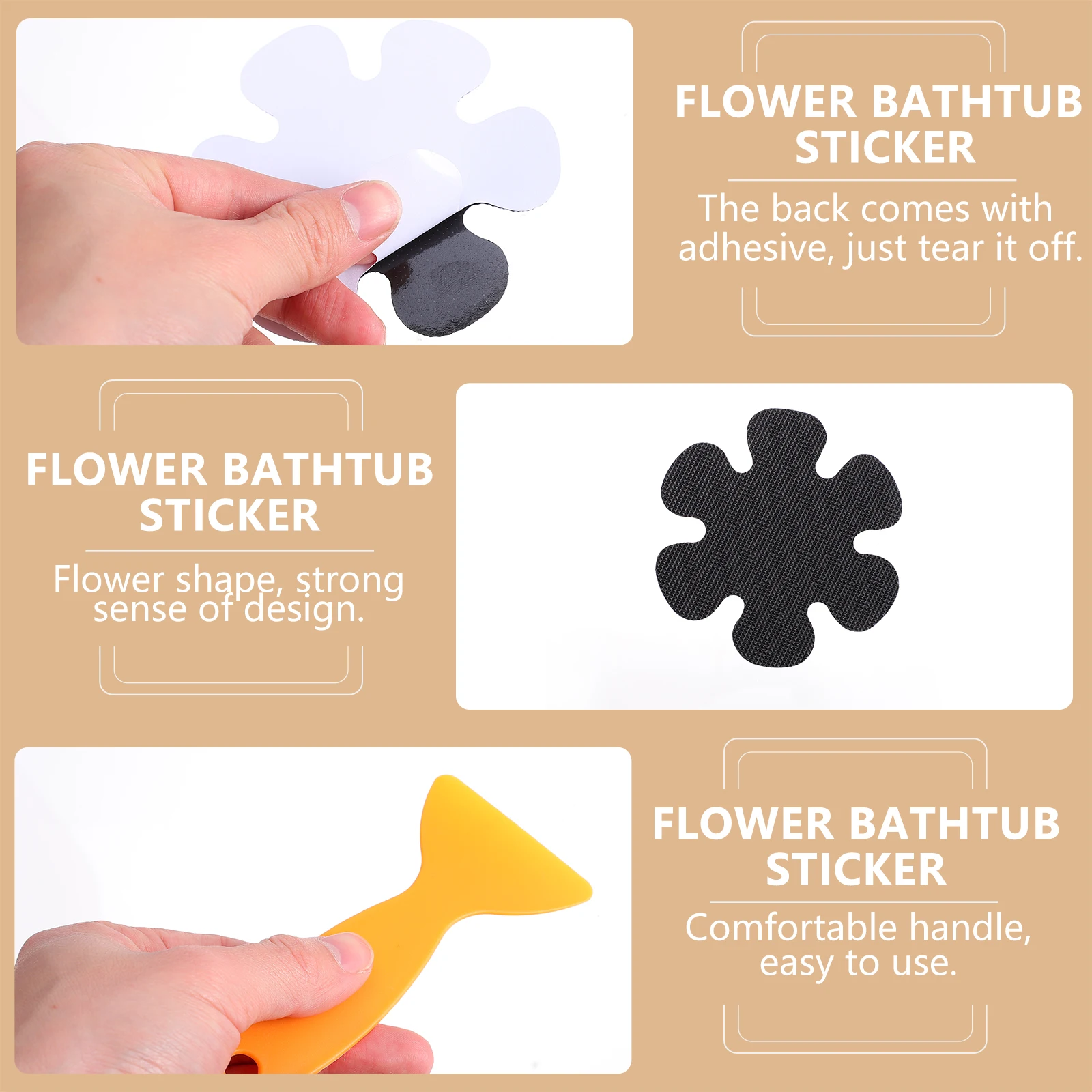 

20 Pcs Non-slip Stickers Tub Bath Bathtub Appliques Peva Child Decals Flower for