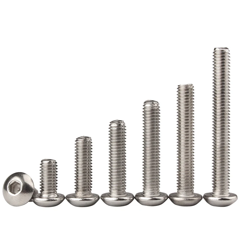 Vis à tête ronde/tête cylindrique en acier inoxydable 304, vis à douille hexagonale, tasse ronde en forme de champignon, boulons à tête demi-ronde M2M2.5M3M4M5M6M8M10 ~ M16